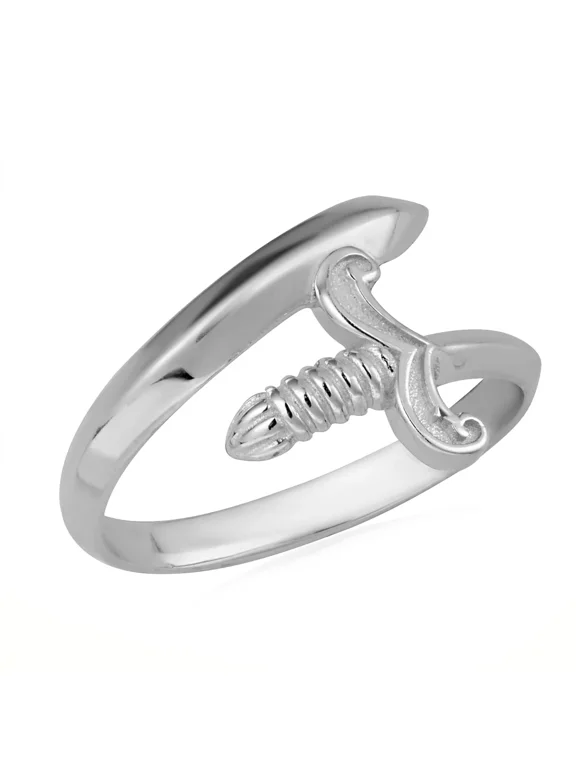 925 Sterling Silver Medieval Sword Wraparound Band Ring (Size 5.75)