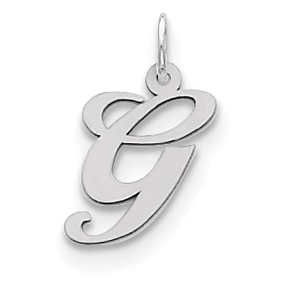 925 Sterling Silver Medium Fancy Script Initial G (13to20x18mm) Pendant / Charm