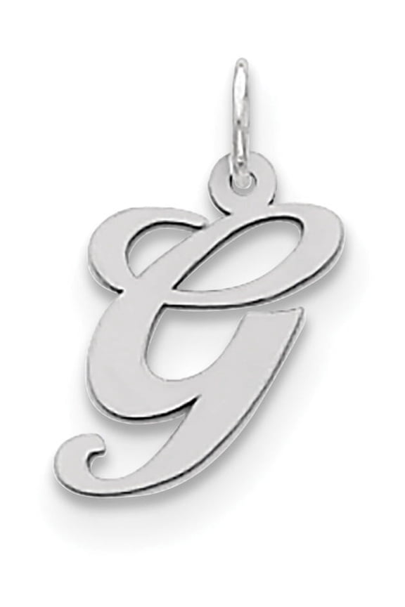 925 Sterling Silver Medium Fancy Script Initial G (13to20x18mm) Pendant / Charm