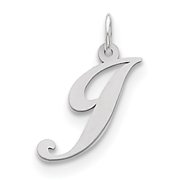 Jewelry by Sweet Pea Sterling Silver Rhodium-plated Fancy Script Letter J Initial Charm