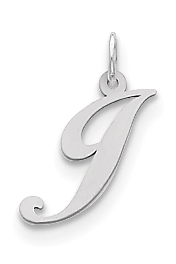 925 Sterling Silver Medium Fancy Script Initial J (13to20x18mm) Pendant / Charm