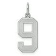 thumbnail image 1 of 925 Sterling Silver Medium Satin Number 9 Charm Pendant, 1 of 5