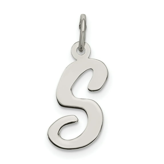 925 Sterling Silver Medium Script Initial S Charm Pendant