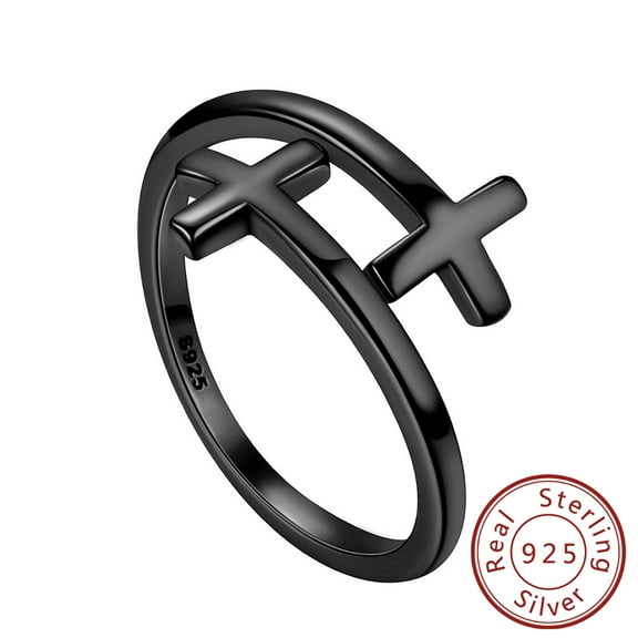 925 Sterling Silver Men Cross Ring Christian Religious Jewelry Faith Hope Inspirational Wrap Hug Band Women Easter Gift