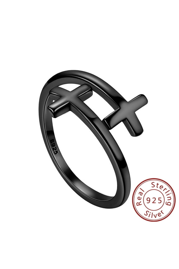 925 Sterling Silver Men Cross Ring Christian Religious Jewelry Faith Hope Inspirational Wrap Hug Band Women Easter Gift