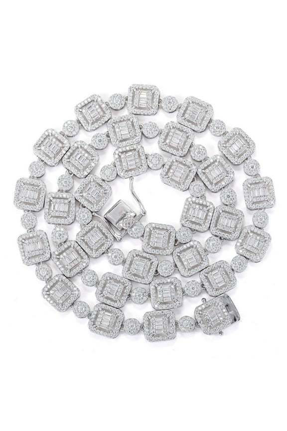 925 Sterling Silver Men Moissanite Necklace D Color VVS1 Clarity Lab Mixed Cut Diamond Necklace