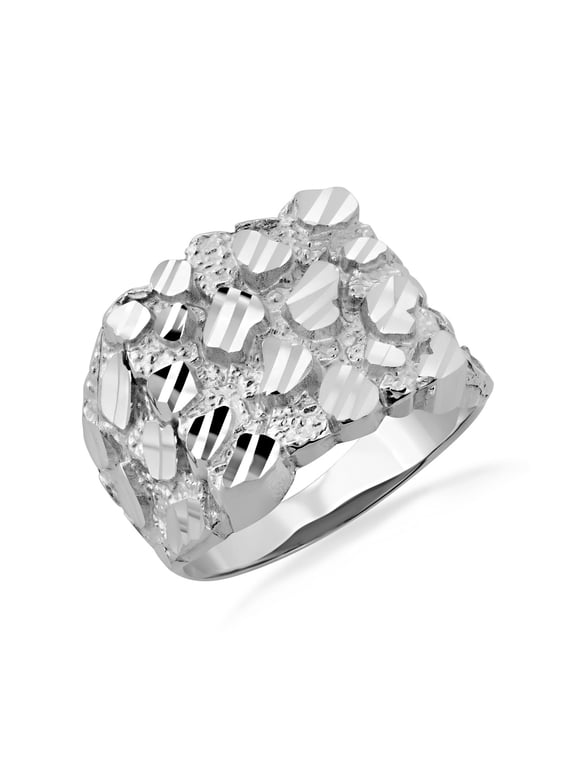 925 Sterling Silver Men's 17.5mm Nugget Ring (Size 6)