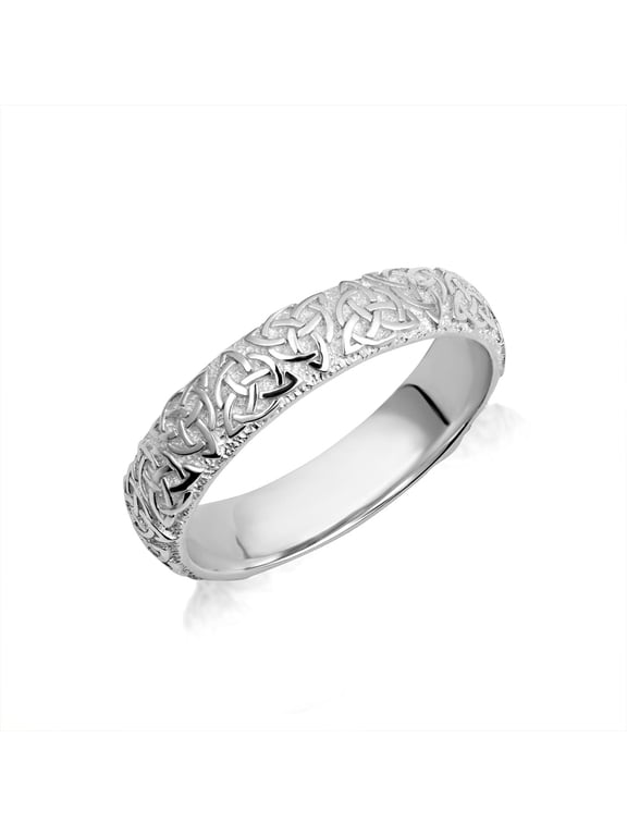925 Sterling Silver Men's And Women's Irish Celtic Trinity Knot Eternity Wedding Band- Size 11
