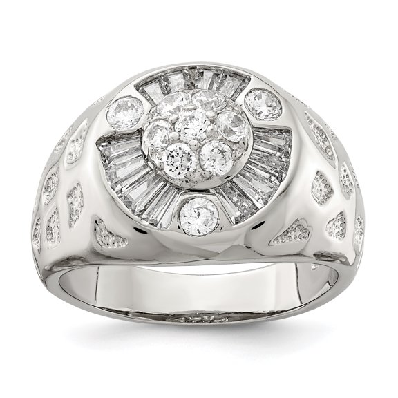 925 Sterling Silver Men's Cubic Zirconia Ring Size 11
