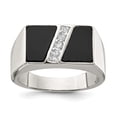 thumbnail image 1 of 925 Sterling Silver Men's Cubic Zirconia and Onyx Ring Size 9, 1 of 5