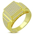 thumbnail image 1 of 925 Sterling Silver Men's Gold-Tone Micro Pave White Cz Stone Pyramid-Style Signet Ring Size 9, 1 of 1