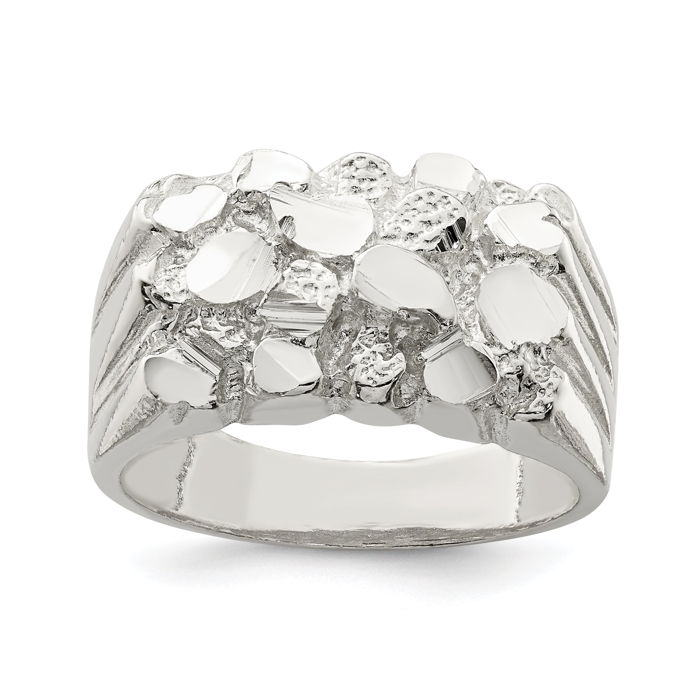 Men's 925 Sterling Silver Nugget Band Ring – Wide Oxidized Finish, Size 11, Handmade In USA - View #8