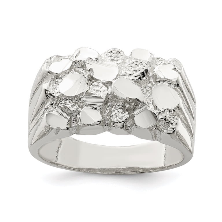 925 Sterling Silver Men's Nugget Ring Size 12 - Walmart.com