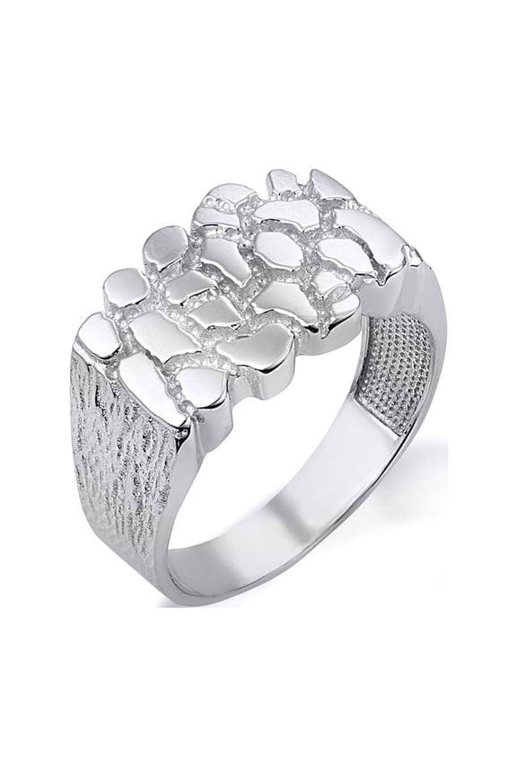 925 Sterling Silver Men's Nugget Ring (Size 8.25)