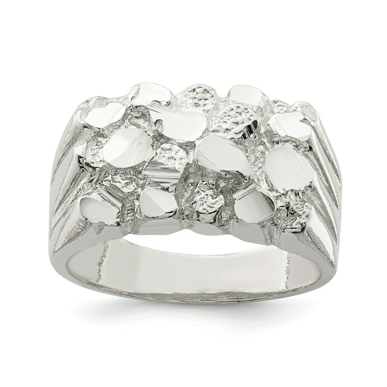 925 Sterling Silver Men's Nugget Ring Size 9 - Walmart.com