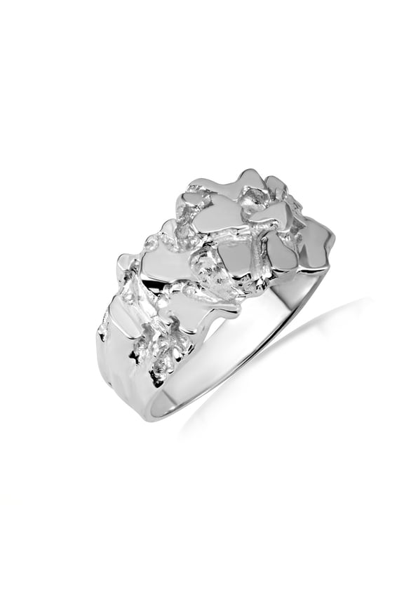 .925 Sterling Silver Men's Solid Nugget Ring-10