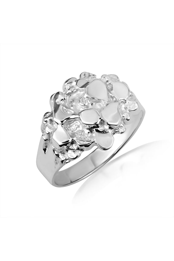.925 Sterling Silver Men's Stoic Strength Solid Nugget Ring /Size 6