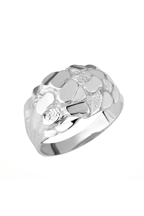 .925 Sterling Silver Men's Symbol of Strength Nugget Ring /Size 15