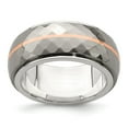 thumbnail image 1 of 925 Sterling Silver Men's and Titanium Men's-Inlay with 14k Rose Stripe Wedding Band Ring Size 9.5, 1 of 7