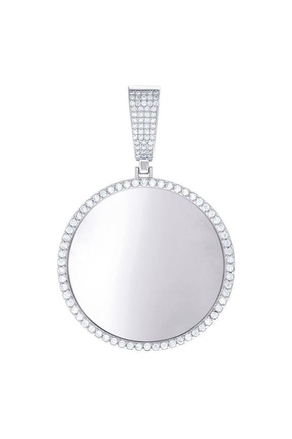 925 Sterling Silver Mens 1.55ct Moissanite Picture Frame Charm Pendant 58.8x39.5mm Wide Necklace for Men