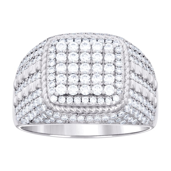 925 Sterling Silver Mens 1.94ct Moissanite Square Head Fashion Ring 15.4mm Wide Size 9 Ring for Men