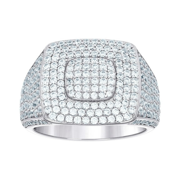 925 Sterling Silver Mens 3.49ct Moissanite Square Head Fashion Ring 16.3mm Long Size 11 Ring for Men