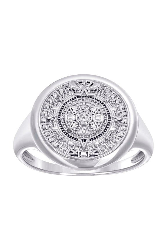 925 Sterling Silver Mens Aztec Calendar Fashion Ring 17.1mm Wide Size 10 Ring for Men - 4.6 Grams