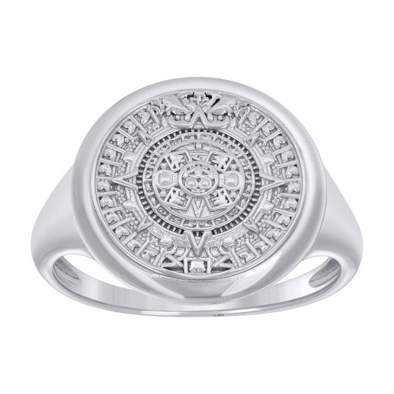 925 Sterling Silver Mens Aztec Calendar Fashion Ring Size 9