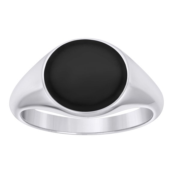 925 Sterling Silver Mens Black Enameled Fashion Ring Size 7