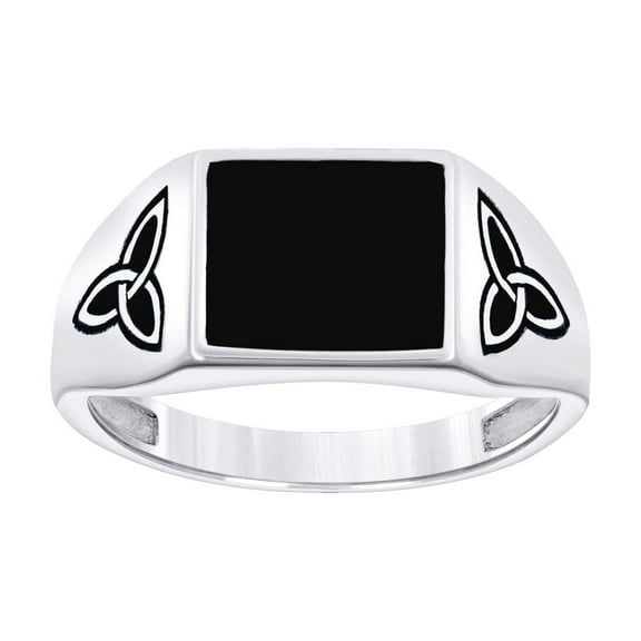925 Sterling Silver Mens Black Enameled Square Head Fashion Ring 10.3x2.4mm Wide Size 9 Ring for Men