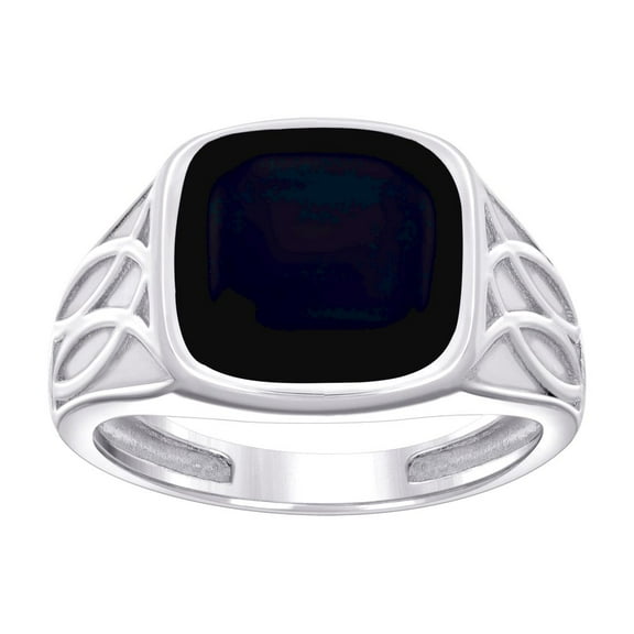 925 Sterling Silver Mens Black Enameled Square Head Fashion Ring 11.9x2.4mm Wide Size 11 Ring for Men