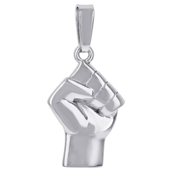 925 Sterling Silver Mens Black Lives Matter Symbol Charm Pendant 27.1x13mm Wide Necklace for Men