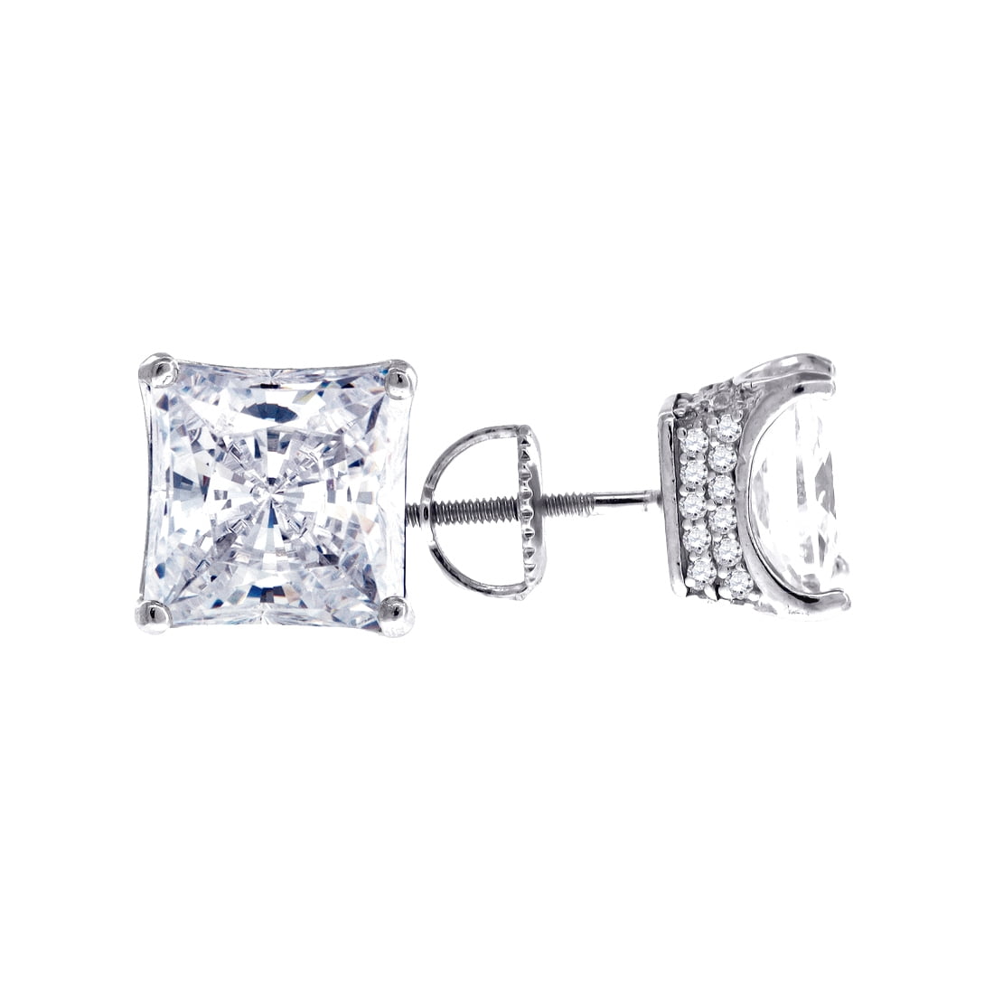 Orecchini a perno in argento sterling 925 massiccio con zirconi