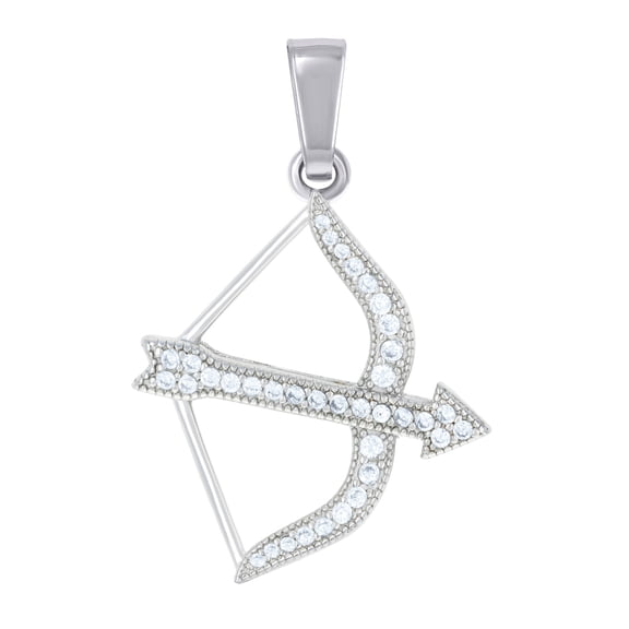 925 Sterling Silver Mens Cubic Zirconia Archery Sports Charm Pendant 19.9x11.1mm Wide Necklace for Men