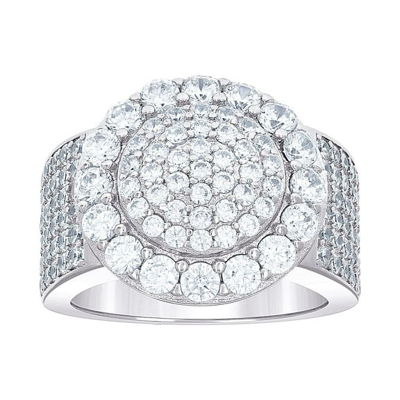 925 Sterling Silver Mens Cubic Zirconia Cluster Round Head Fashion Ring 18.7mm Long Size 11 Ring for Men