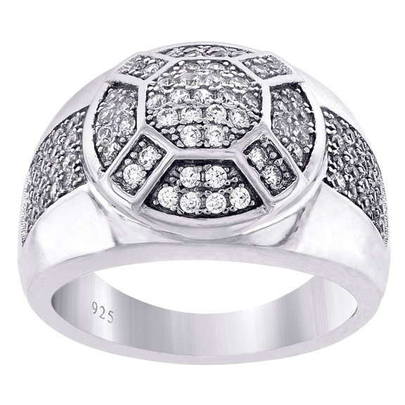 925 Sterling Silver Mens Cubic Zirconia Cluster Size 7 Round Fashion Ring Band Wedding Band for Men