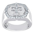 thumbnail image 1 of 925 Sterling Silver Mens Cubic Zirconia Cross Octagon Religious Ring Size 10 15mm Long Ring for Men, 1 of 2