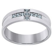 JEWELRYWEB 925 Sterling Silver Mens Cubic Zirconia Cross Religious Ring Size 7 5mm Wide-Ring for Men