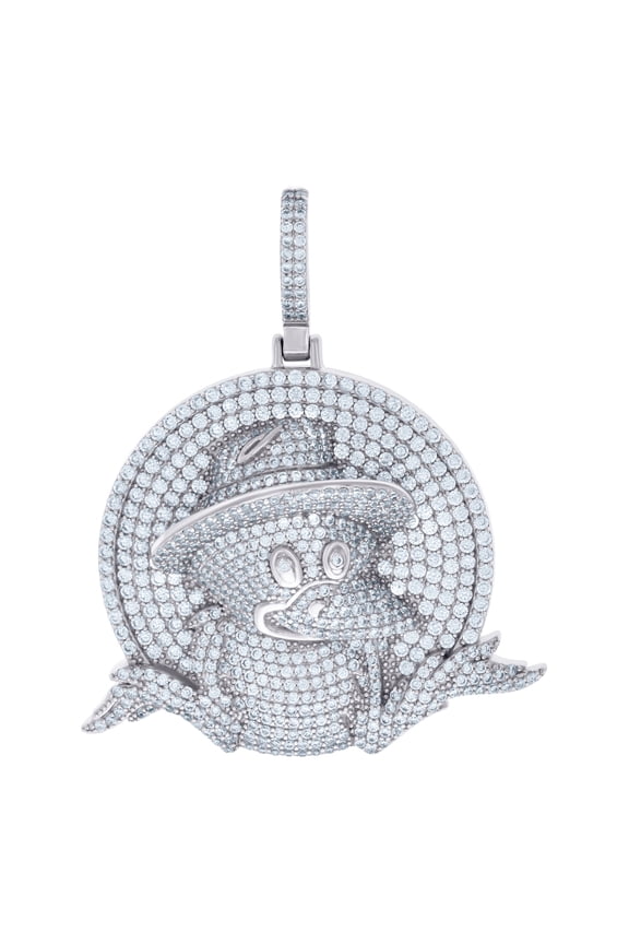 925 Sterling Silver Mens Cubic Zirconia Fashion Charm Pendant 52.4x43mm Wide Necklace for Men