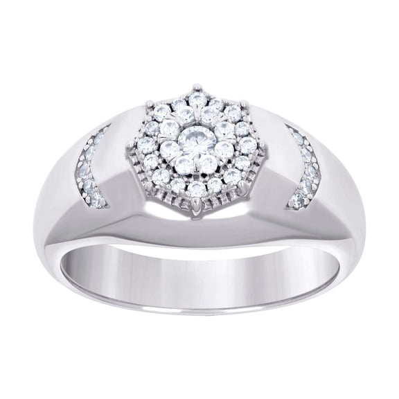 925 Sterling Silver Mens Cubic Zirconia Fashion Ring 11.8mm Wide Size 11 Ring for Men - 8.3 Grams