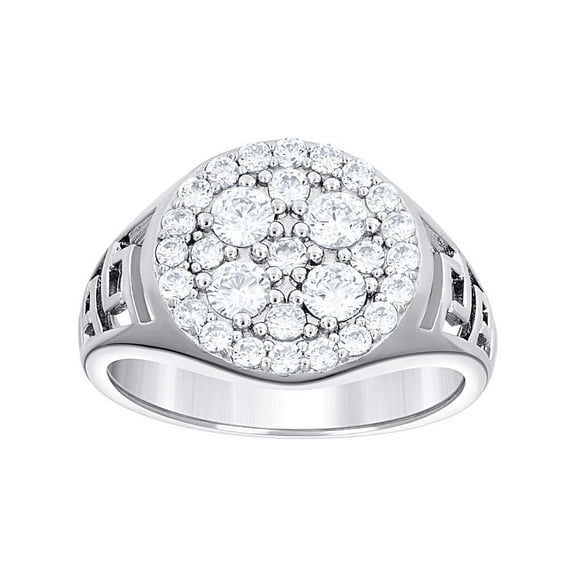 925 Sterling Silver Mens Cubic Zirconia Fashion Ring 14.4x4.7mm Wide Size 9 Ring for Men - 5.7 Grams