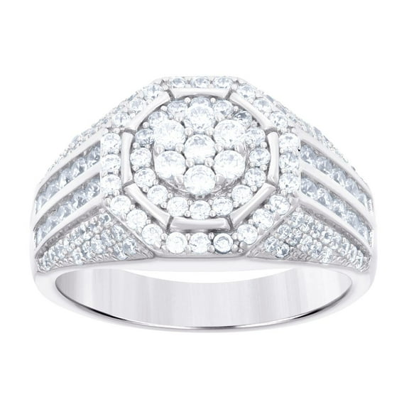 925 Sterling Silver Mens Cubic Zirconia Fashion Ring 14.5x4mm Wide Size 11 Ring for Men - 9.5 Grams