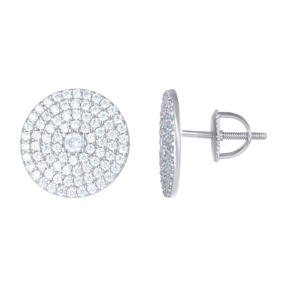 925 Sterling Silver Mens Cubic Zirconia Fashion Stud Earrings 12.5mm Wide Earring for Men