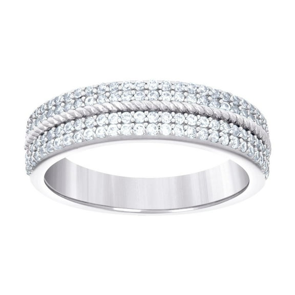 925 Sterling Silver Mens Cubic Zirconia Fashion Wedding Band Ring 5.6x5.6mm Wide Size 6 Wedding Band for Men