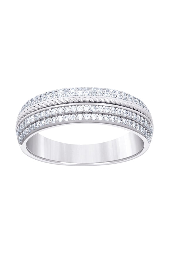 925 Sterling Silver Mens Cubic Zirconia Fashion Wedding Band Ring 5.9x5.9mm Wide Size 8 Wedding Band for Men