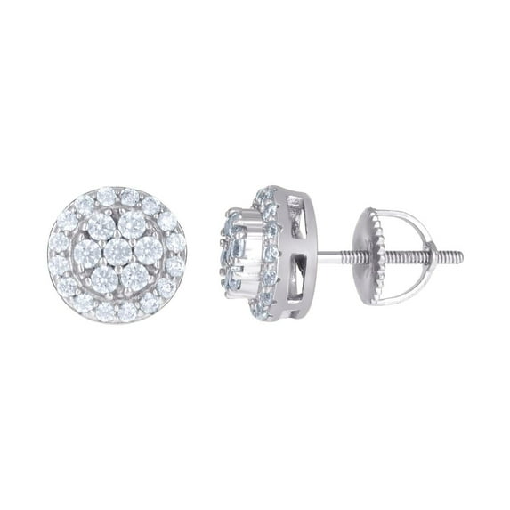 925 Sterling Silver Mens Cubic Zirconia Flower Stud Earrings 8.5x8.5mm Wide Earring for Men