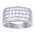 thumbnail image 1 of 925 Sterling Silver Mens Cubic Zirconia Four Row Size 6 9.5mm Band Ring Wedding Band for Men, 1 of 2