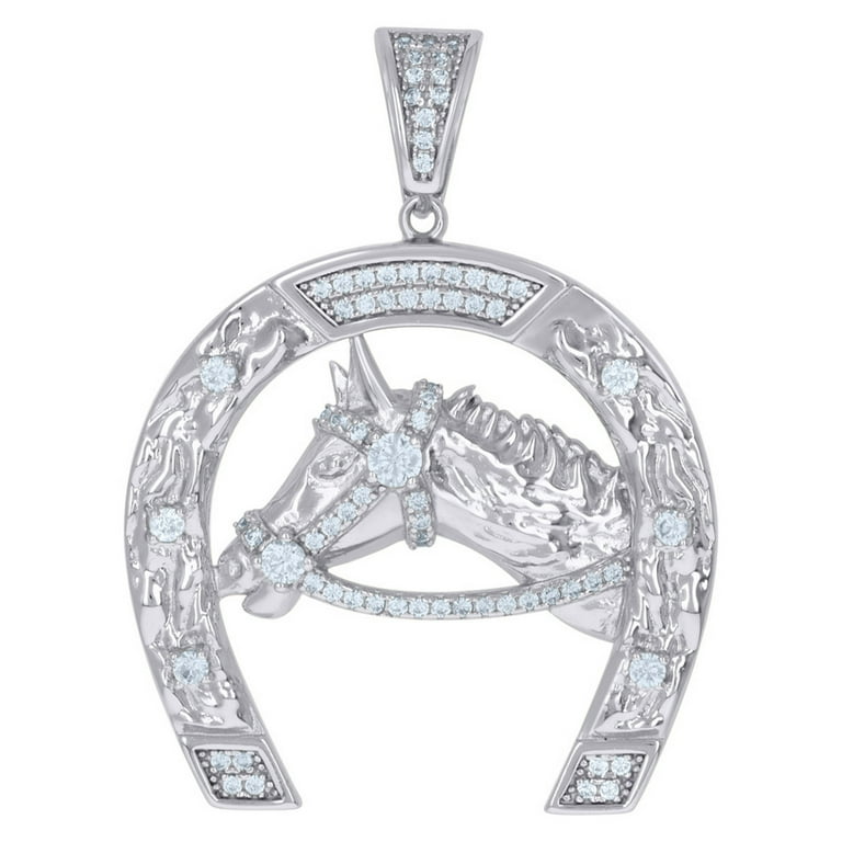 Horseshoe Good Luck CZ Cubic Zirconia Sterling Silver Necklace Horseshoe Good Luck CZ Cubic Zirconia Sterling Silver Necklace