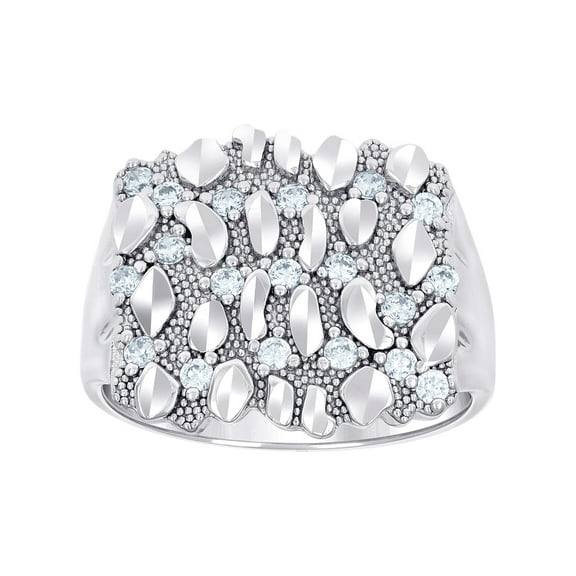 925 Sterling Silver Mens Cubic Zirconia Nugget Fashion Ring 19.8x19.8mm Wide Size 8 Ring for Men