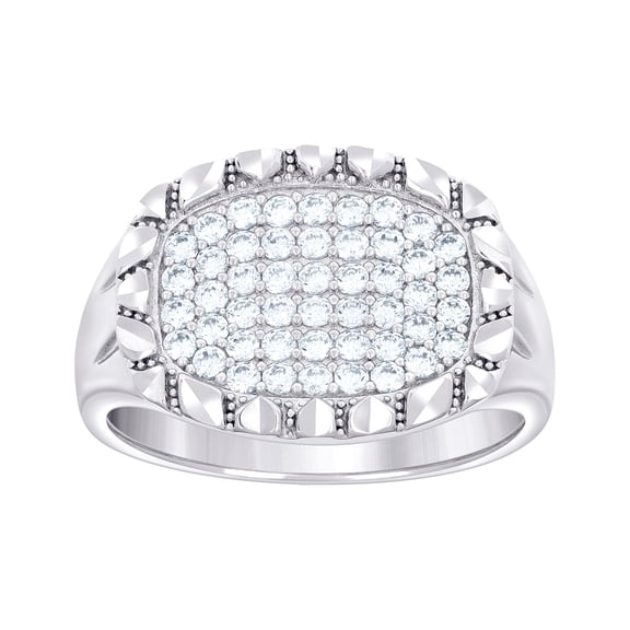 925 Sterling Silver Mens Cubic Zirconia Oval Head Fashion Ring 16.6x16.6mm Wide Size 10 Ring for Men